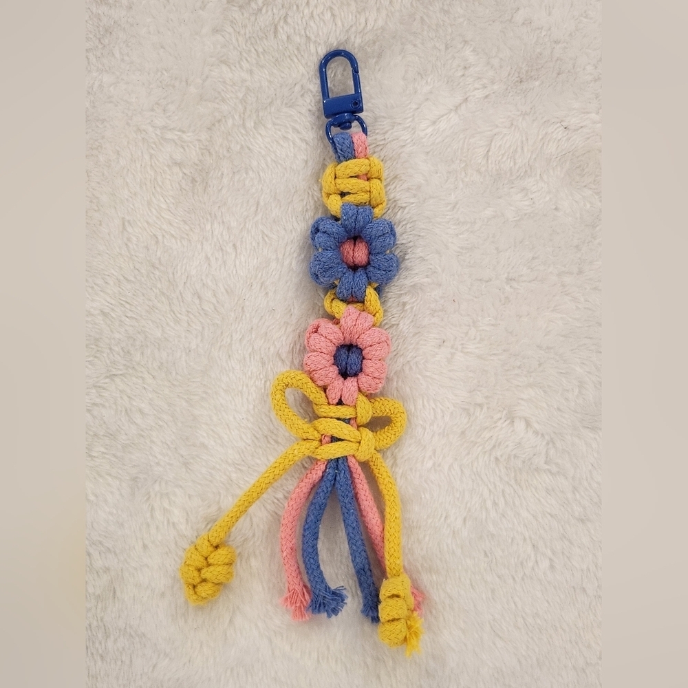 Colorful Floral Macrame Keychain Bag Charm